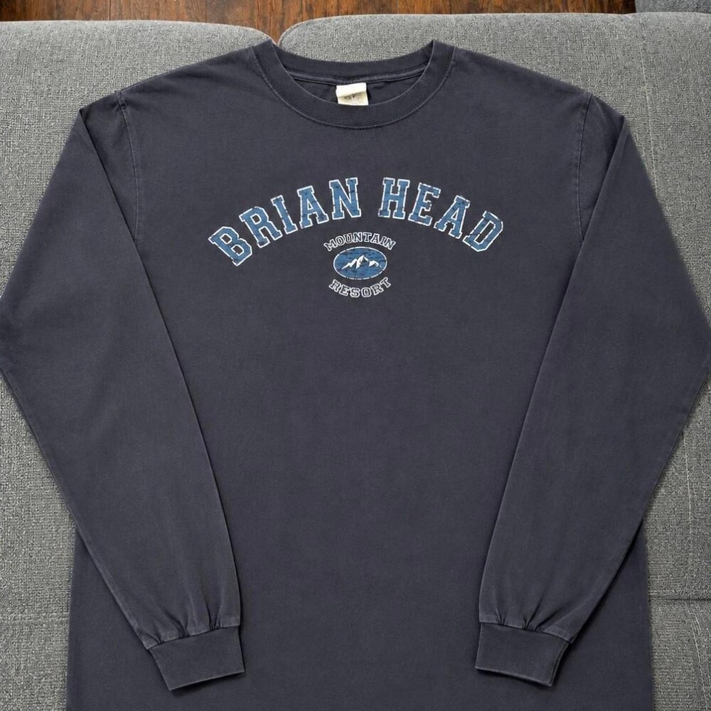 Vintage Anvil Brian Head Mountain Resort Long Sleeve Cotton T-Shirt with blue ar
